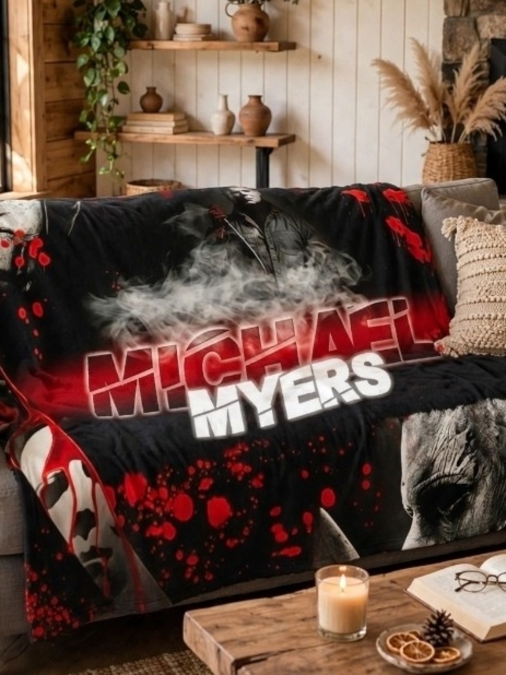 Michael Myers Horror Throw Blanket Halloween 60x80 Cuddle Fleece Scary Killer - Picture 2 of 4